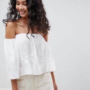 NWT ASOS QED London Off-Shoulder Crop Top